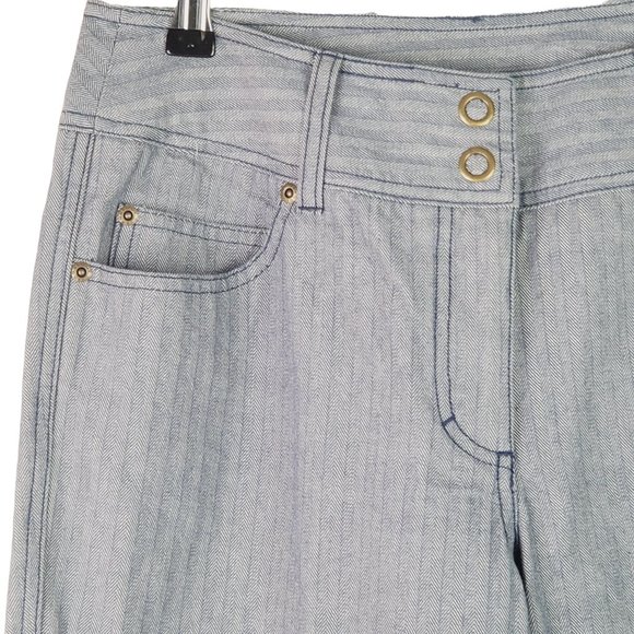 Vintage Jeanology Collection Early Y2K Pinstriped Wide Leg High Rise Jeans, Sz 8 - Picture 7 of 11